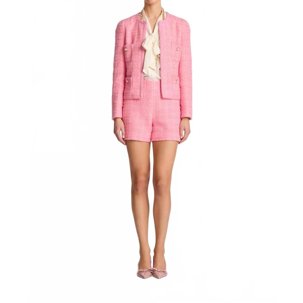 NEW WEILL tweed jacket with braid galonnee in pink